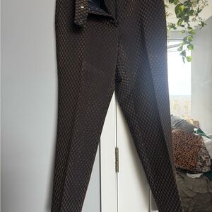 Ann Taylor Navy and Gold Patterned Petite Pants